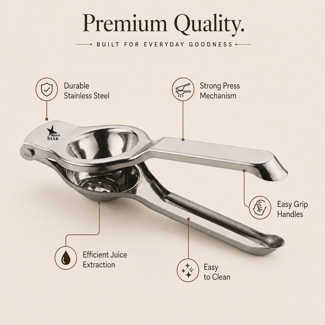 Nutristar stainless steel lemon squeezer citrus press with long handles