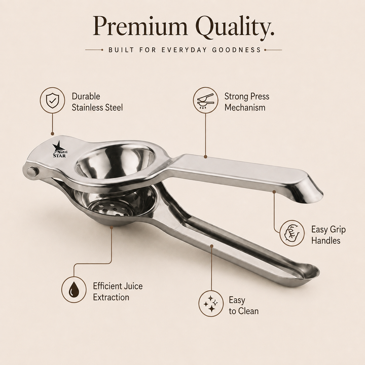 Nutristar stainless steel lemon squeezer citrus press with long handles