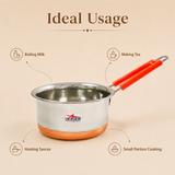 Nutristar stainless steel saucepan with copper bottom and orange long handle