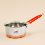Nutristar stainless steel saucepan with copper bottom and orange long handle