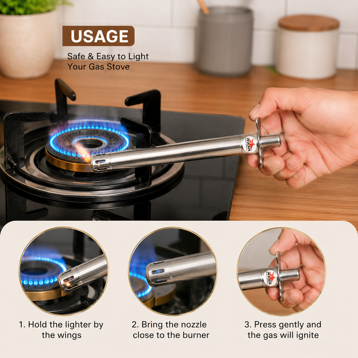 Nutristar stainless steel gas stove lighter for kitchen