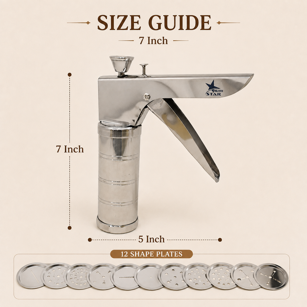 Nutristar stainless steel hand press sev sancha and chakli maker with manual lever mechanism
