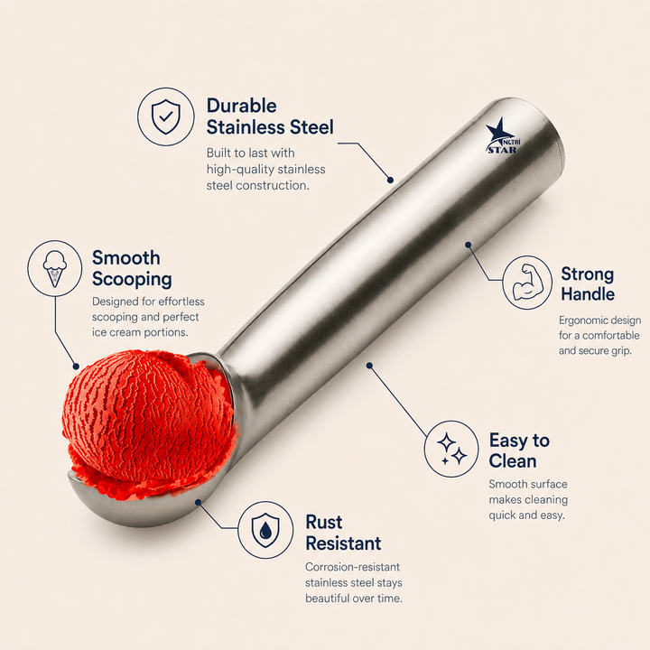 Nutristar stainless steel ice cream scoop for frozen desserts