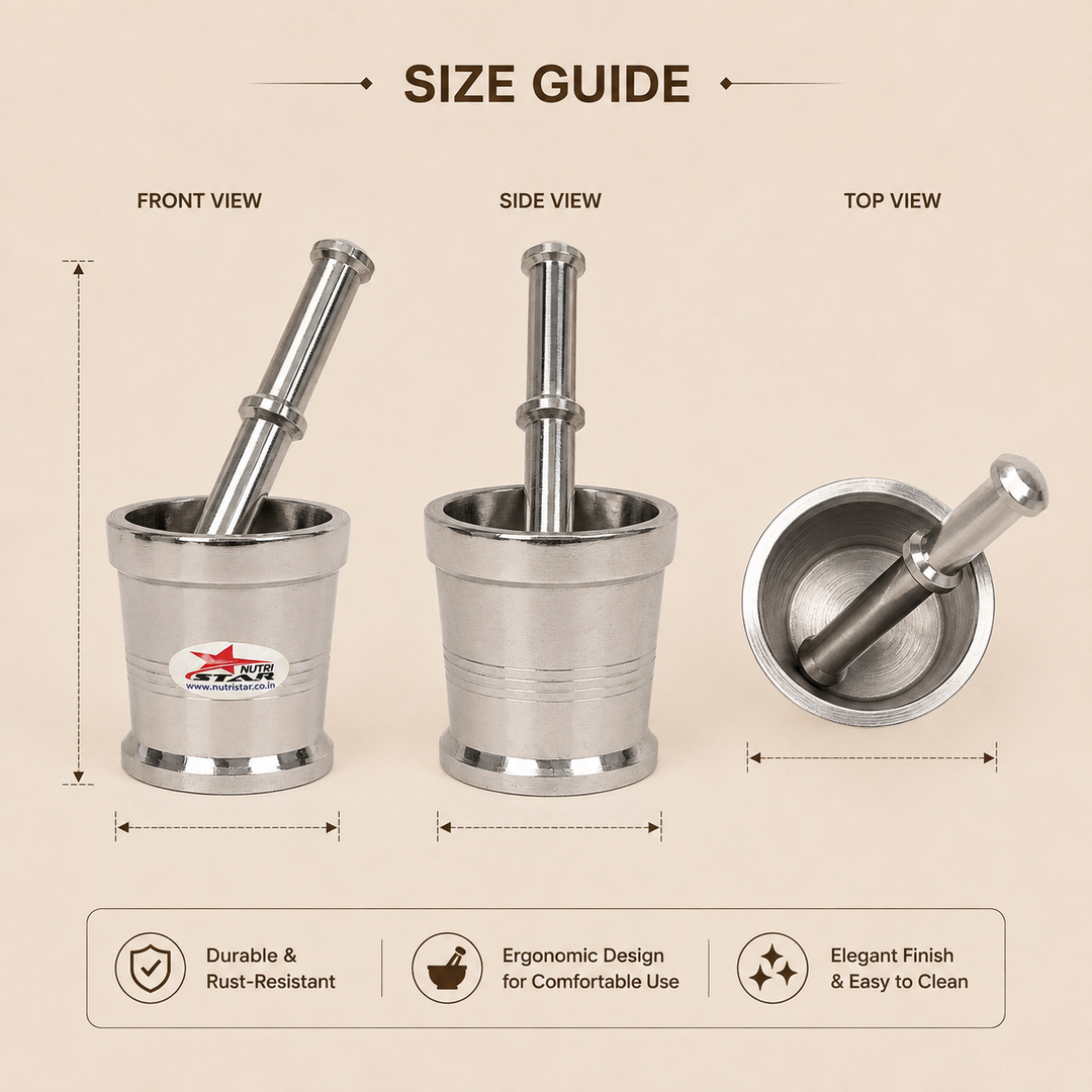 Nutristar stainless steel mortar and pestle for grinding spices and herbs