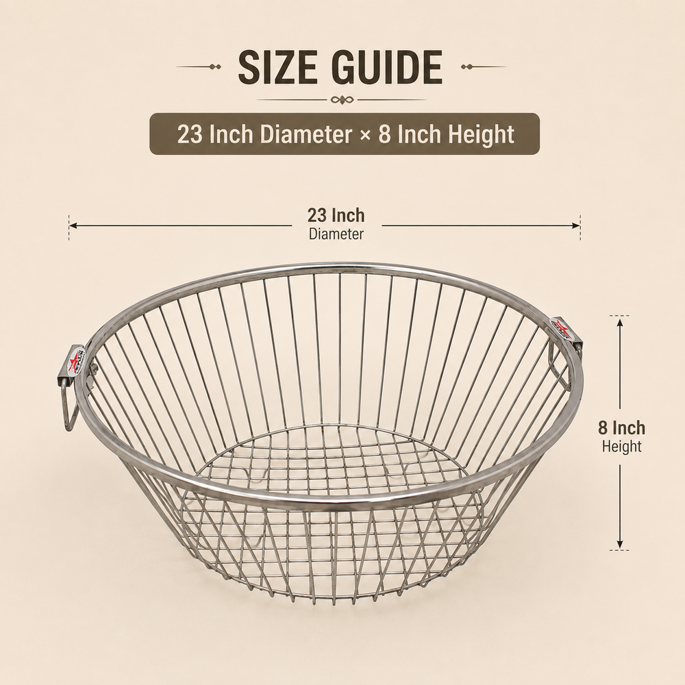 Nutristar stainless steel round dish drainer basket with side handles and open wire drainage design