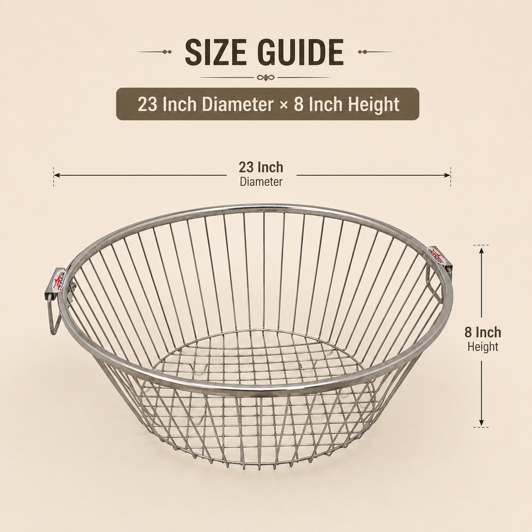 Nutristar stainless steel round dish drainer basket with side handles and open wire drainage design