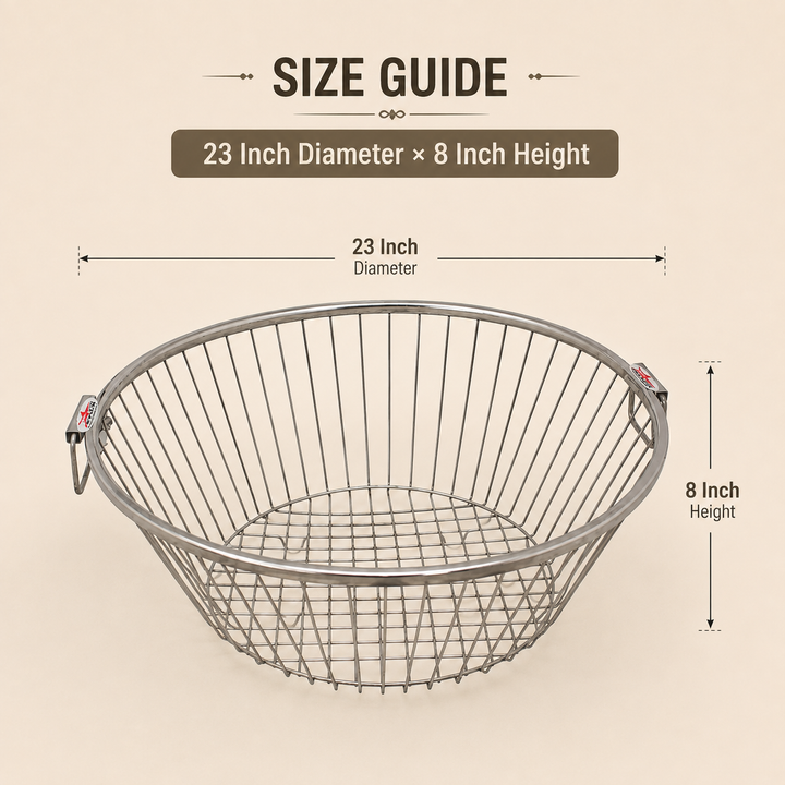 Nutristar stainless steel round dish drainer basket with side handles and open wire drainage design