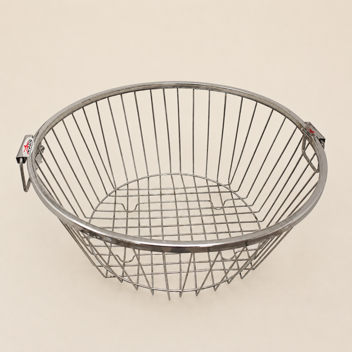 Nutristar stainless steel round dish drainer basket with side handles and open wire drainage design