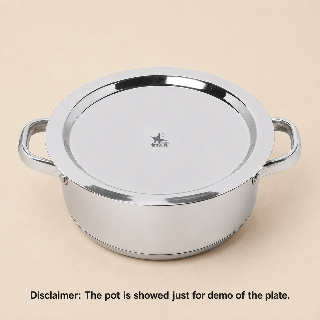 Nutristar stainless steel round dinner plate with raised rim
