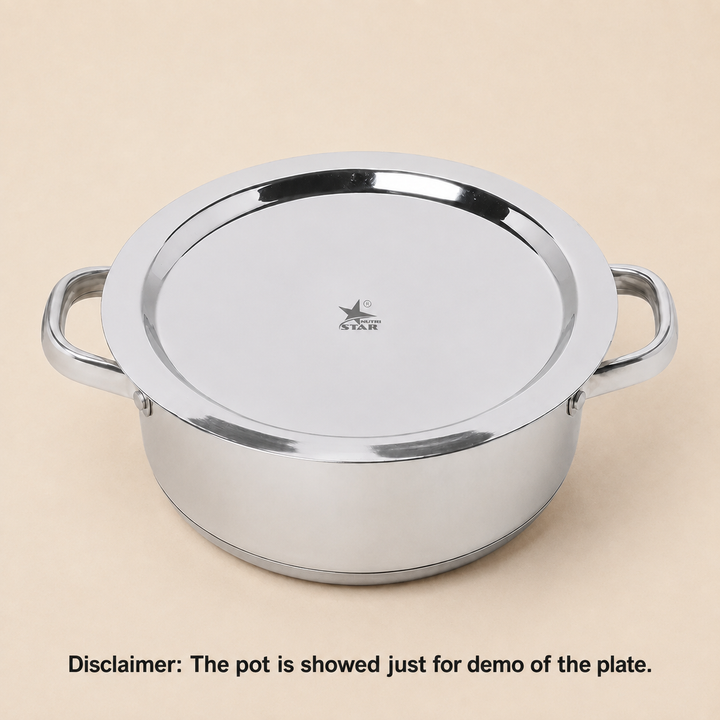 Nutristar stainless steel round dinner plate with raised rim