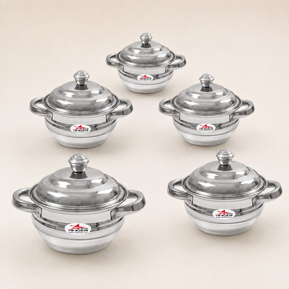 Nutristar stainless steel serving casserole set with lids and side handles