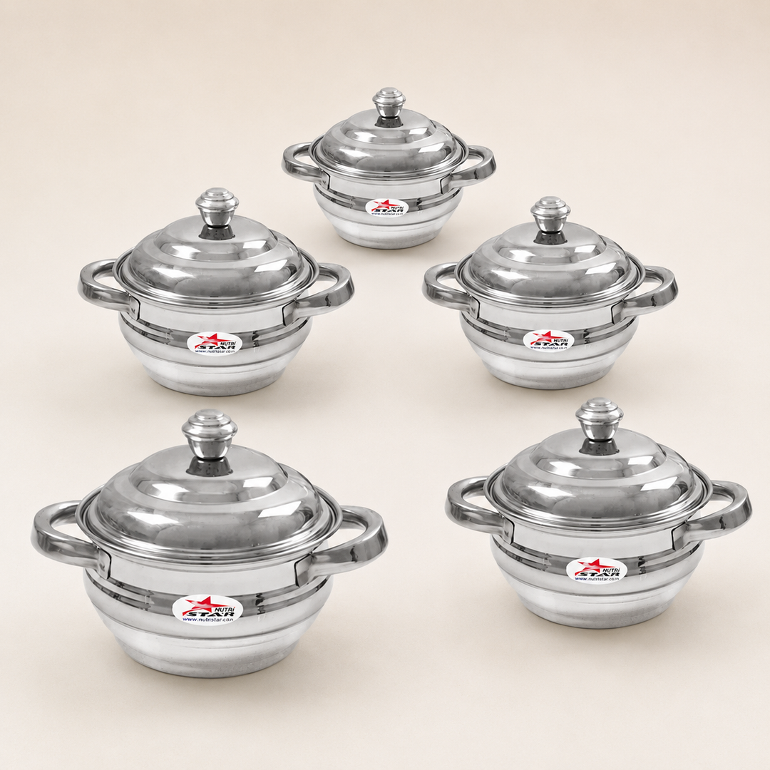 Nutristar stainless steel serving casserole set with lids and side handles