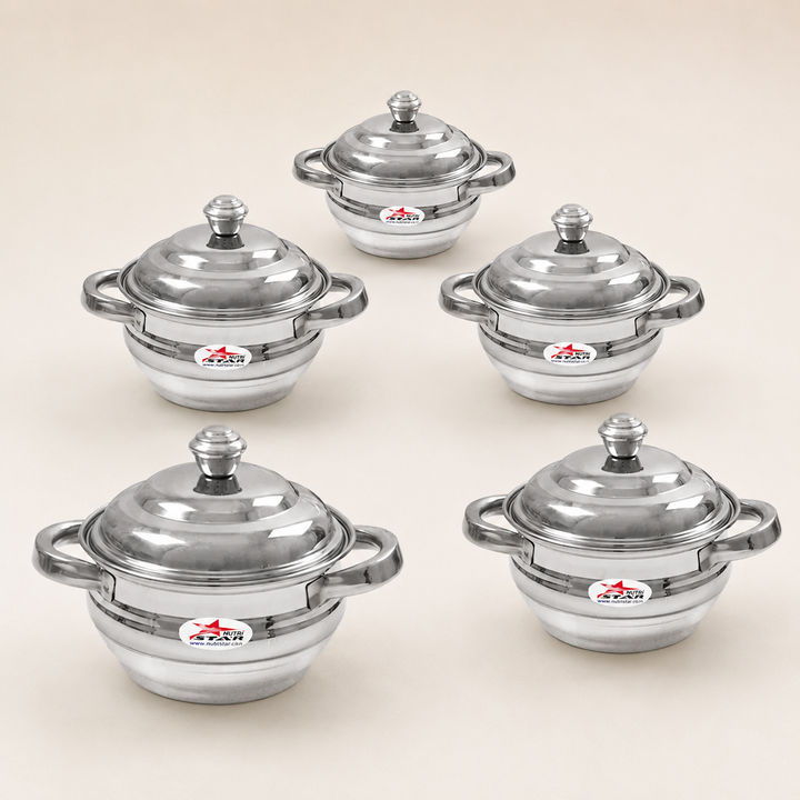 Nutristar stainless steel serving casserole set with lids and side handles