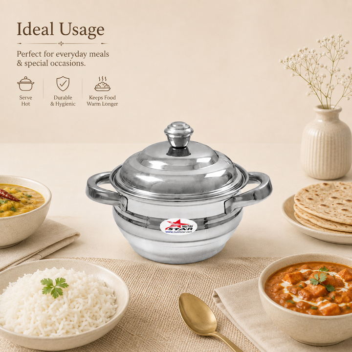 Nutristar stainless steel serving casserole set with lids and side handles