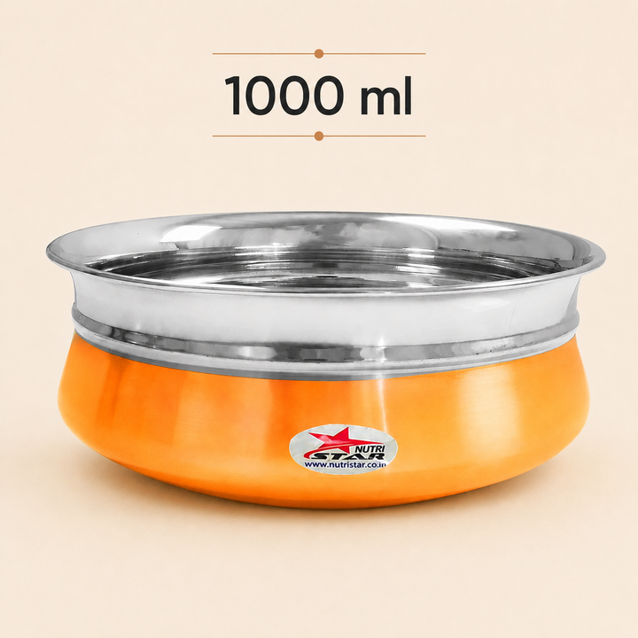 Nutristar stainless steel serving handi with copper finish base