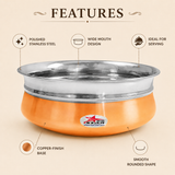 Nutristar stainless steel serving handi with copper finish base