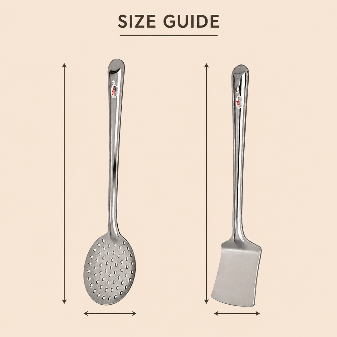 Nutristar stainless steel skimmer and flat turner 2 piece kitchen tool set