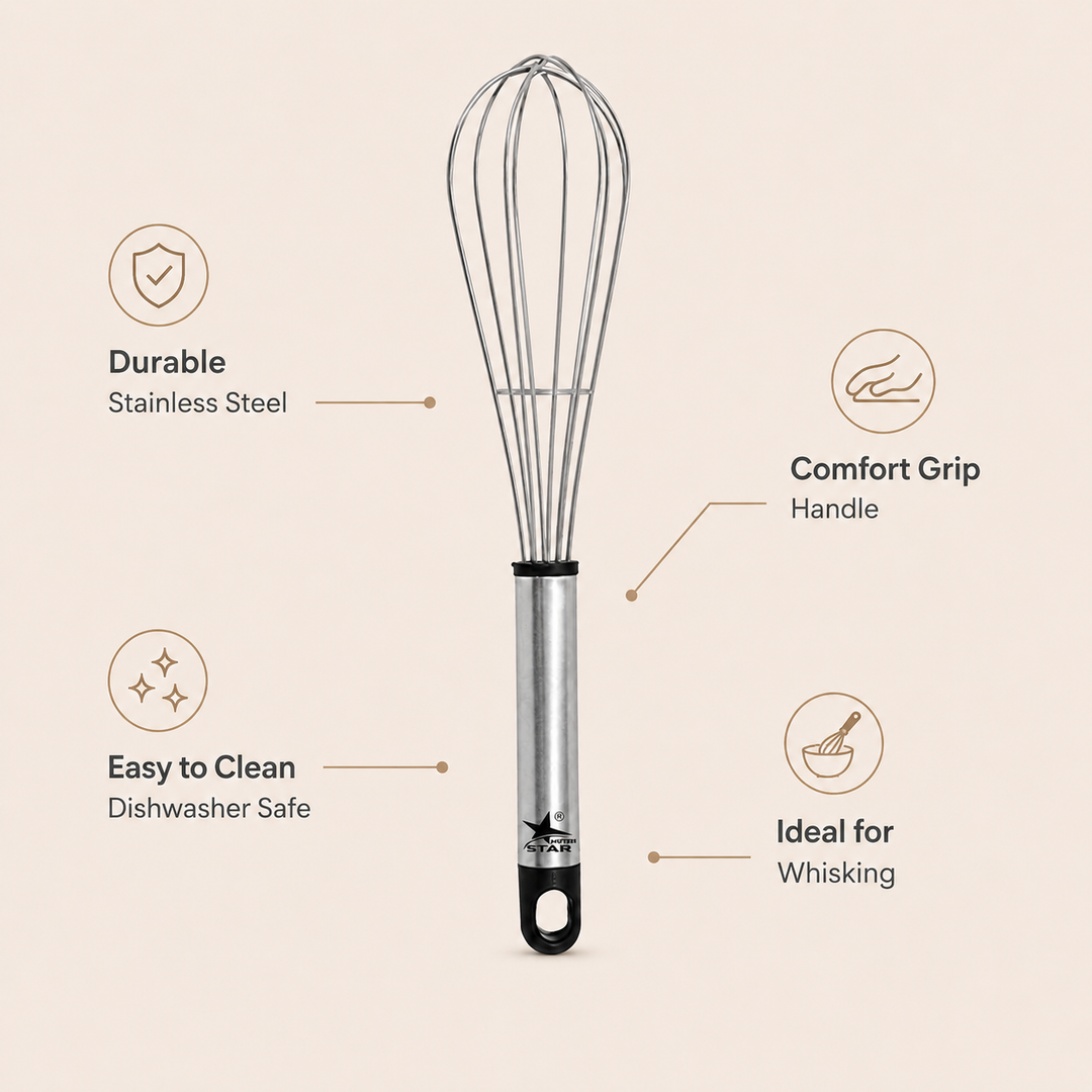Nutristar stainless steel balloon whisk 9 inch kitchen egg beater
