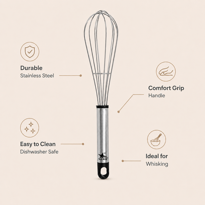 Nutristar stainless steel balloon whisk 9 inch kitchen egg beater