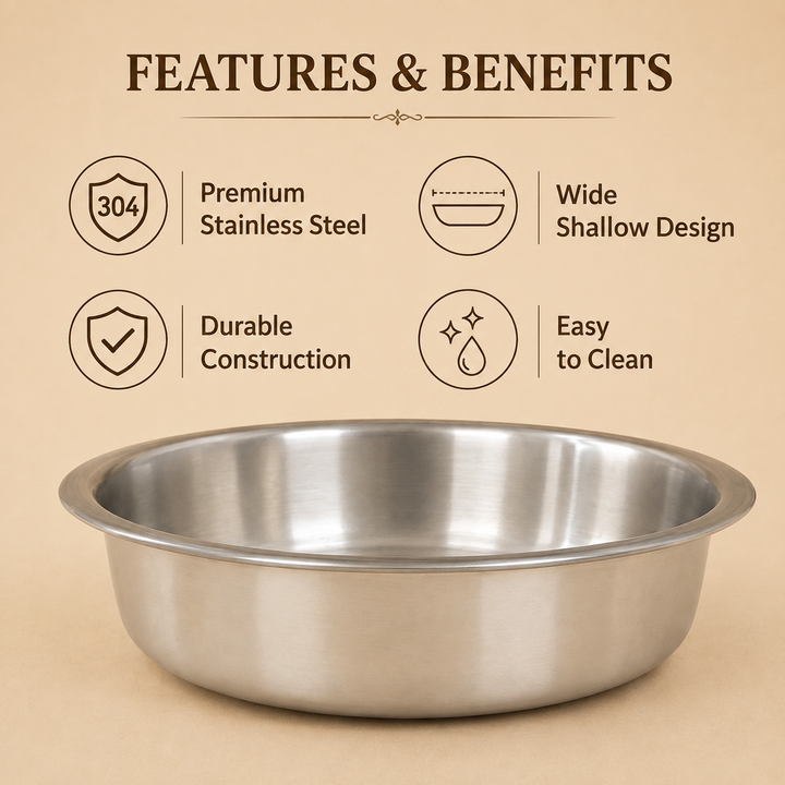 Tapash Triply Stainless Steel Shallow Pot with Lid