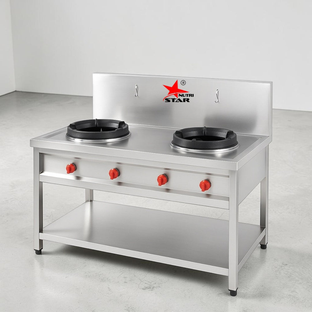 Nutristar Stainless Steel Two Burner Chinese Range Stove | Commercial Stove
