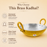 Brass Kadhai Cooking Pot, Brass Fry Pan/Wok, Tin Coating Inside Its Surface.