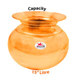 Copper Water Pot, Premium Pot for Water Storage, Pack of 1.