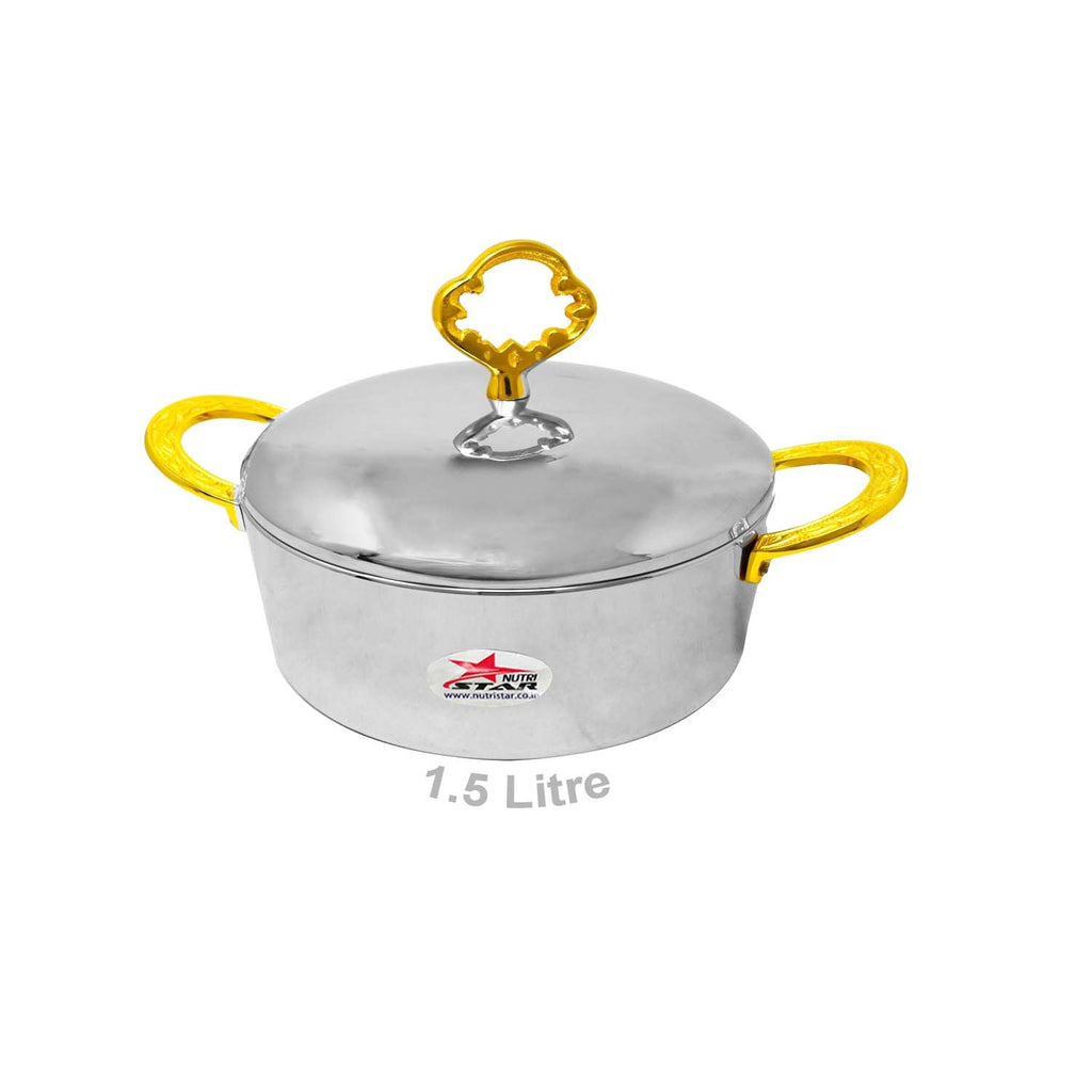 Stainless Steel Hot Pot Casserole With Brass Handles And Lid Knob,Hot case,