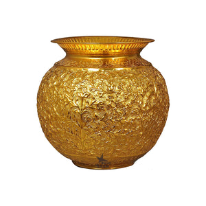 Pure Copper Pot - Gold Coated with Kashmiri Carved Design - Nutristar