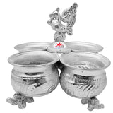 German Silver Chopala Gift Item 4 Bowls Attached Together (Set of 2)