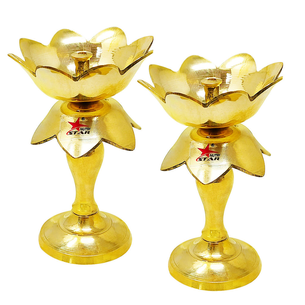 Brass Kuber Diya for Gift Pooja Accessories for Home Temple (Set of 12)