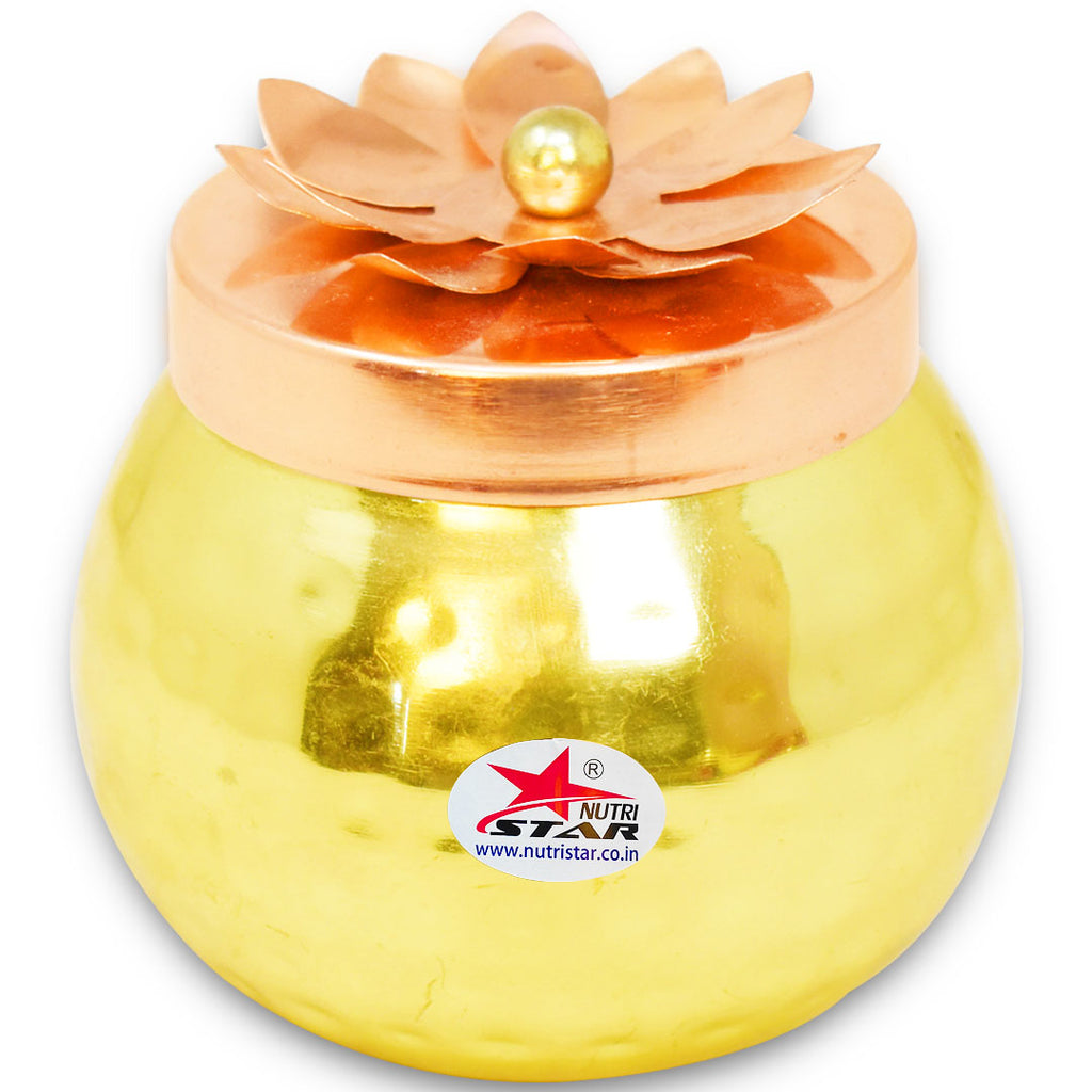 Gift Box, Fruit Box Golden Polished Round Metal Dry Fruit Box (Set of 10)
