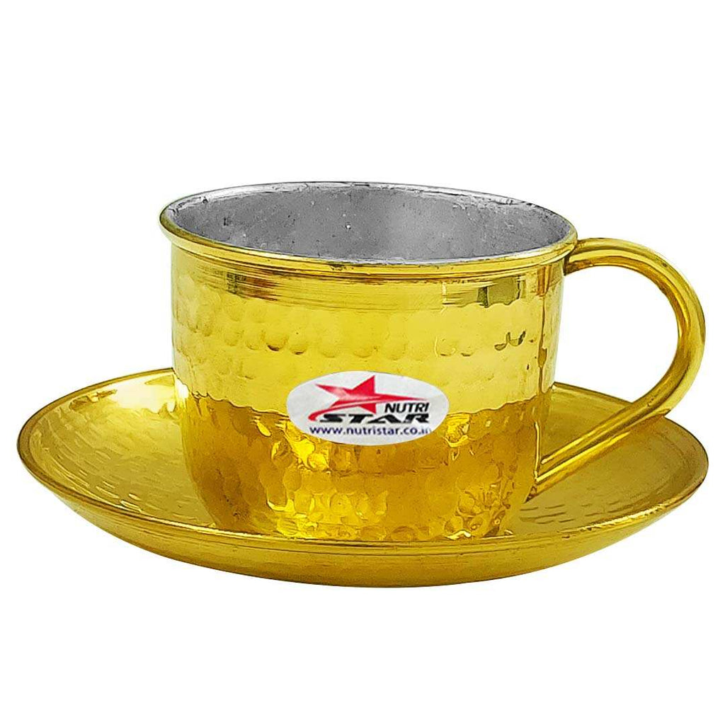 Brass Tea Cup With Saucer, Khalai Inside The Cup.