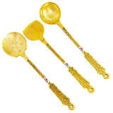 Skimmer, Ladle, Solid Turner, Brass Cooking Spoons For Kitchen, Set of 3.