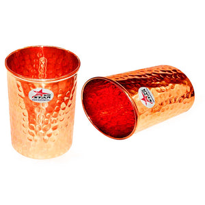 Copper Glass, Hammered Design Copper Water Tumbler , Drinkware, Capacity 200 ml. (Set of 10)