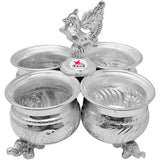 German Silver Chopala Gift Item 4 Bowls Attached Together (Set of 2)