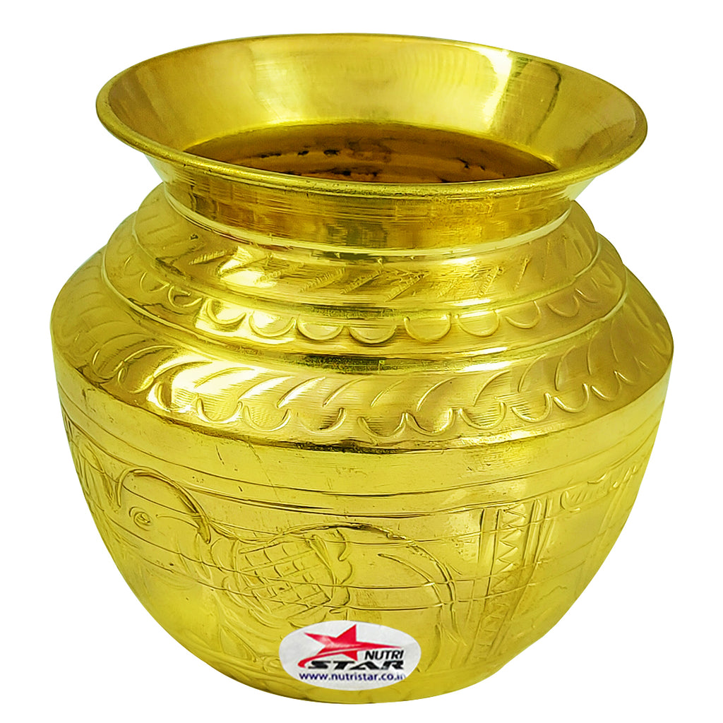Brass Lota for Puja, Nakshee Design Pooja Lota for Special Occasions, Pack of 1.