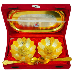Gift Bowls & Tray Set Gold and Silver 2 Bowl Red box (Set of 20)