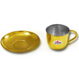 Brass Tea Cup With Saucer, Khalai Inside The Cup.