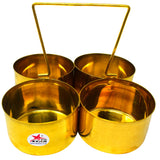 Brass Chopala, Serving Bowls Set With Solid Handle, Multipurpose For Kitchen.