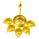 Brass Pancharti Diya, Decorative Oil Lamp for Special Ocassions, Pack of 1.