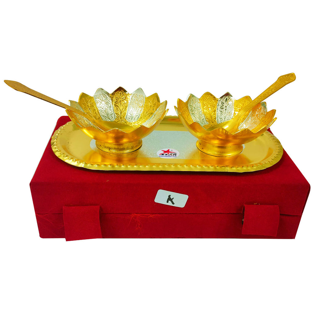 Gift Bowls & Tray Set Gold and Silver 2 Bowl Red box (Set of 20)