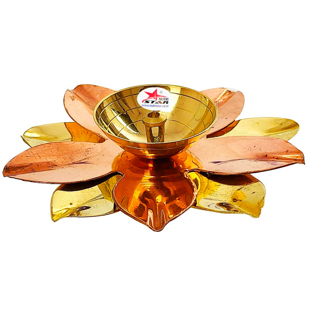 Lotus Diya Brass and Copper, Diwali Diya (Set of 12)