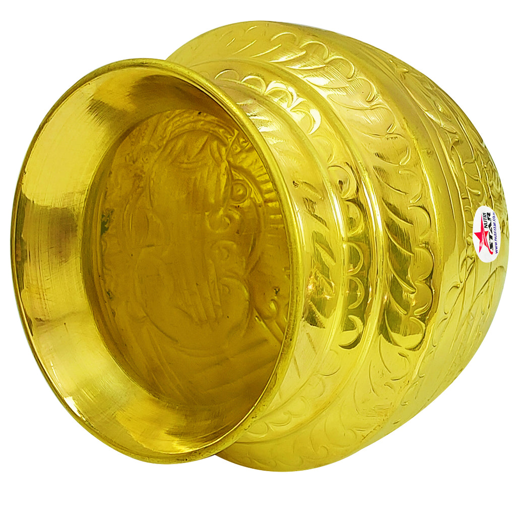 Brass Lota for Puja, Nakshee Design Pooja Lota for Special Occasions, Pack of 1.