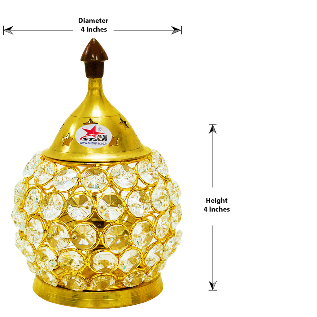 Crystal Diya, Brass Oil lamp/Diya, Diwali Diya (Set of 10)