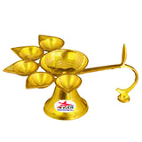 Brass Pancharti Diya, Decorative Oil Lamp for Special Ocassions, Pack of 1.