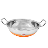 Steel Copper Bottom Kadhai/Wok with Lid, Cookware, Cooking Utensil, Pack of 1.