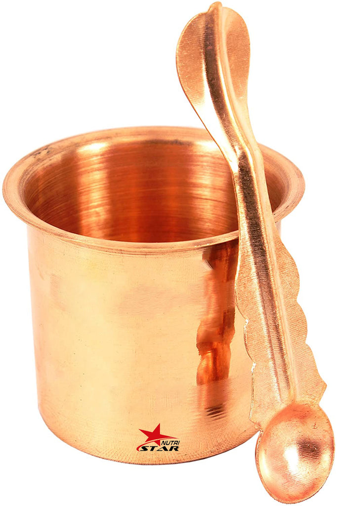 Copper Panchapatra and Achmani Pali Set, Copper Glass and Spoon Set for Rituals.