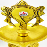 Brass Shanku Chakra Table Diya, Deep, Deepak for Pooja, Pooja, Mandir, Diwali Festival Decoration, Pack of 2.
