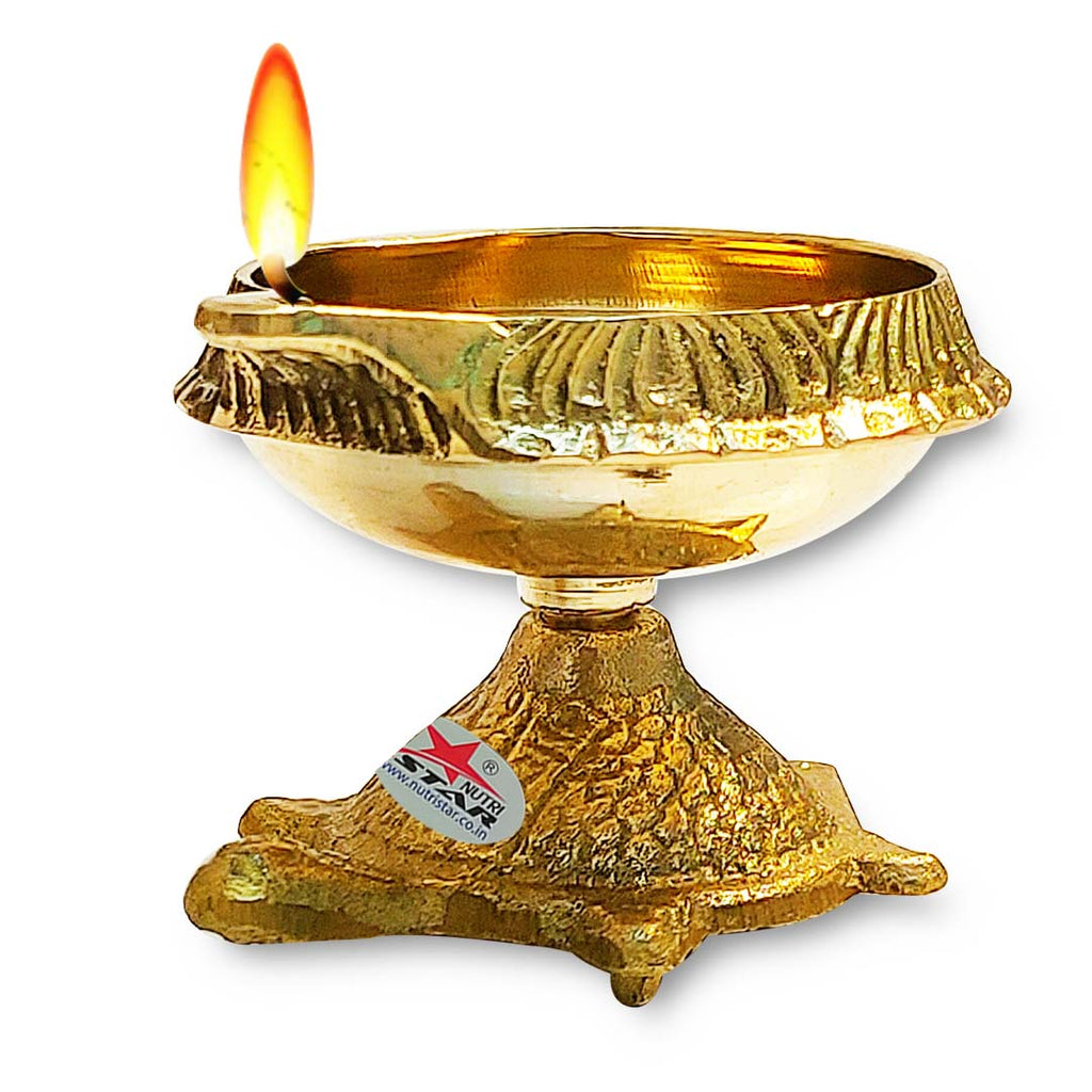 Brass Oil Lamp, Decorative Kuber Diya, Pack of 4.